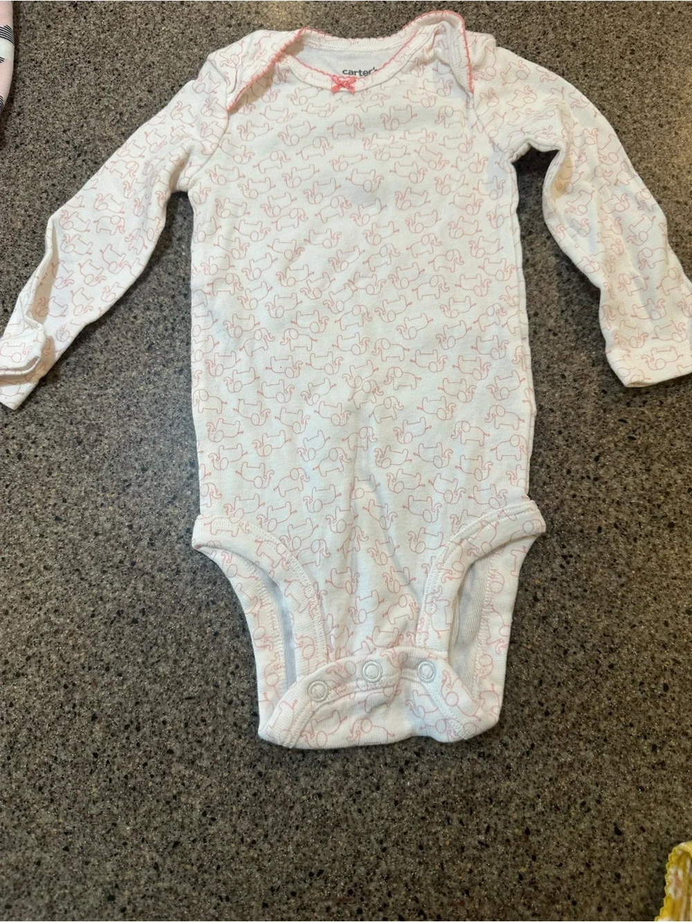 Carter's White & Pink Long-Sleeve Baby One-Piece